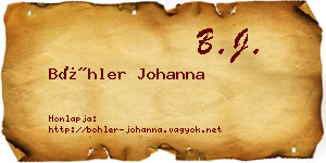 Böhler Johanna névjegykártya